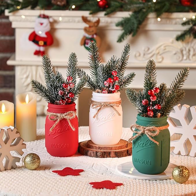 Winter Mason Jars, Winter Centerpieces - Image 2