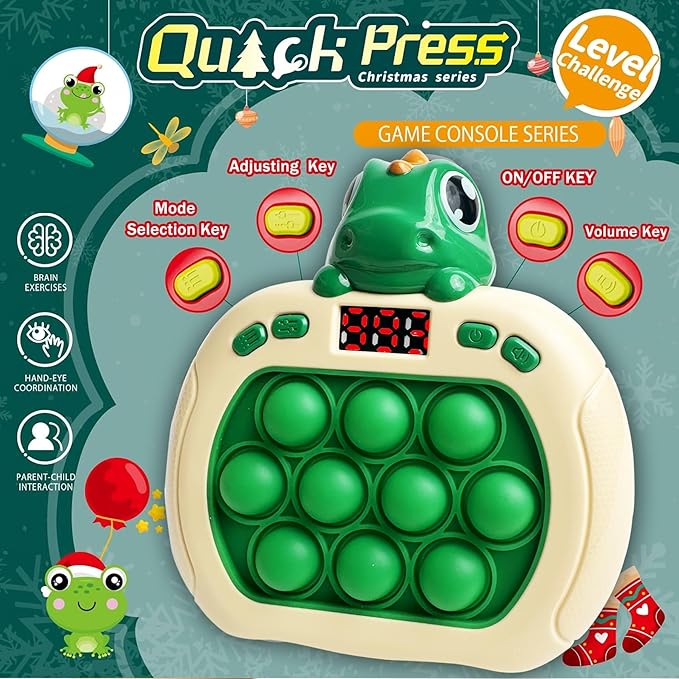 Dinosaur Quick Push Bubble Game, Pop Fidget Light up Puzzle Game Sensory Toys - Image 2