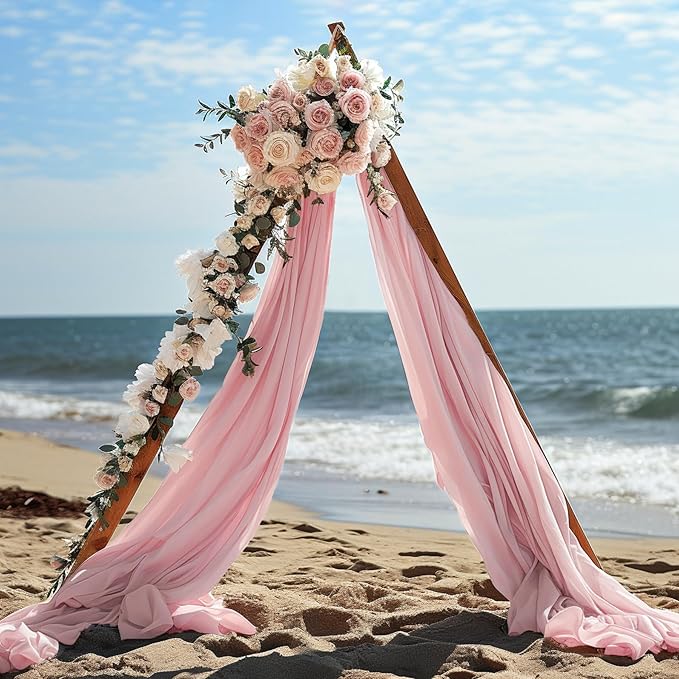 Wedding Arch Draping Fabric, 1 Panel 30" x 20Ft Dusty Rose Sheer Curtain Drapes - Image 6