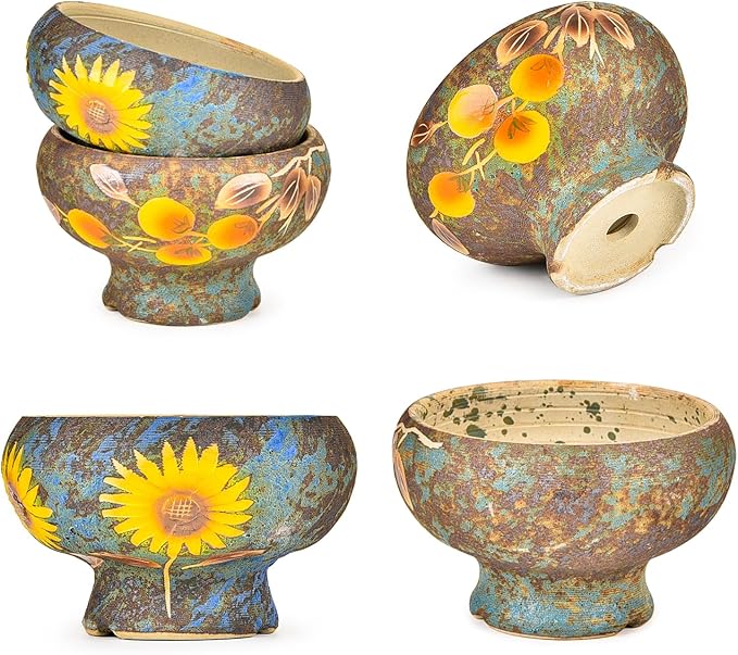 Sungmor Small Succulent Planters Set of 2, Beautiful Hand Crafted Ceramic Plant - Image 5