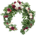 Ling's Moment Flower Garland - 6FT Eucalyptus & Rose - Sweetheart Table Decor by LingsMoment