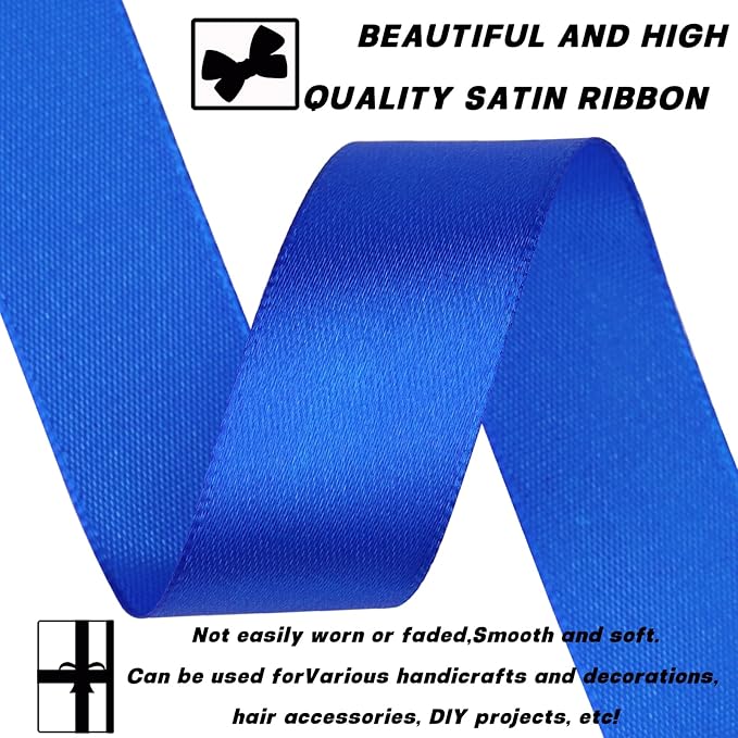 Blue Satin Ribbon 7/8 Inch 60 Yards - Image 3