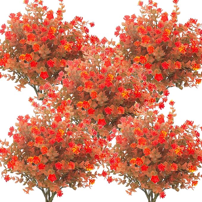 Artificial Fall Flowers, Fake Outdoor UV Resistant Autumn Plants by Grunyia