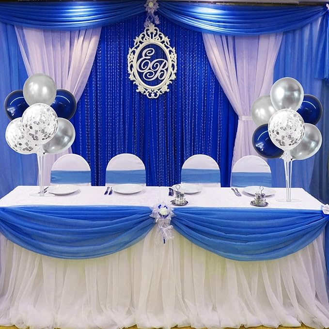 TONIFUL 6 Set Navy Blue Silver Balloon Centerpieces - Image 7