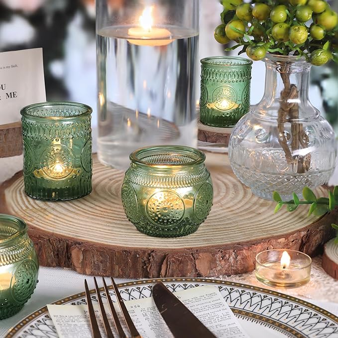 DARJEN 12Pcs Green Votive Candle Holders - Image 8