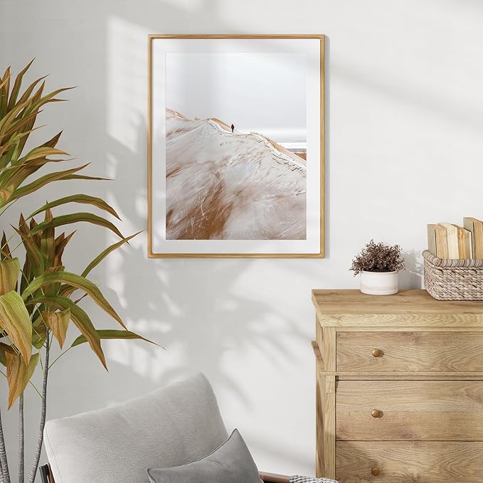 22x28 Frame with Mat to 18x24 Picture Frames USA-Sourced Natural Solid Oak Wood - Image 4