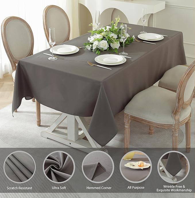Craft And Party Rectangle Tablecloth, 70 x 90 Inch Charcoal Tablecloth - Image 2