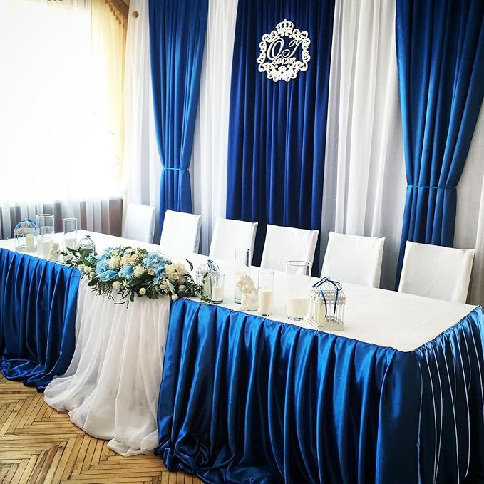 2 Panels Blue Backdrop Curtain, 10 x 10 Feet Background Curtains - Image 4