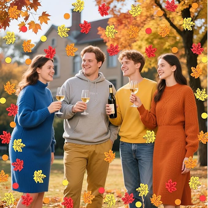 MARFOREVER Maple Leaf Fall Confetti, Thanksgiving Metallic Foil Confetti Autumn - Image 7