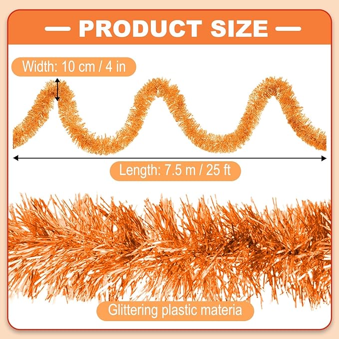 Macaron Metallic Twist Tinsel Garland - 25ft Wall Hanging Backdrop - Image 2