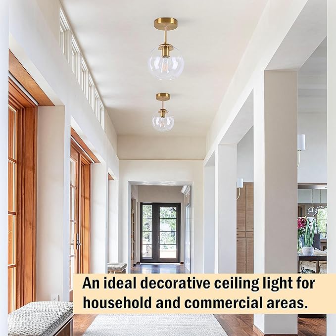 Gold Semi Flush Mount Ceiling Light Fixture - Image 2