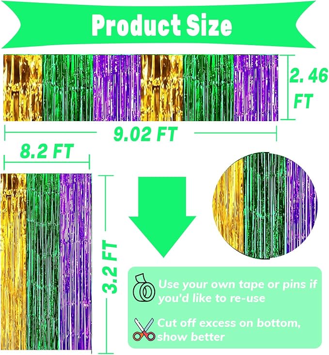 4P Metallic Foil Fringe Tinsel Table Skirts - Image 2