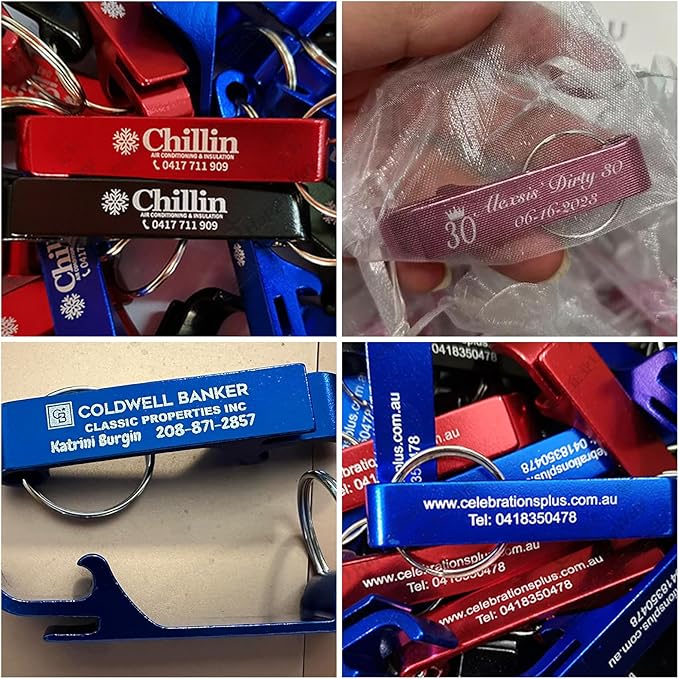 100pcs Personalized Bottle Opener Keychain Bulk Custom Engraved Text/Logo - Image 6