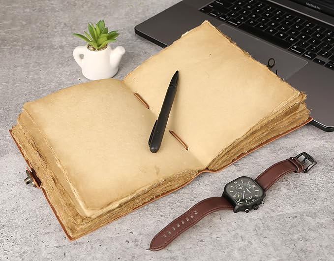 Vintage Leather Journal Handmade Buffalo Non-Refillable Deckle Edge Paper – - Image 4
