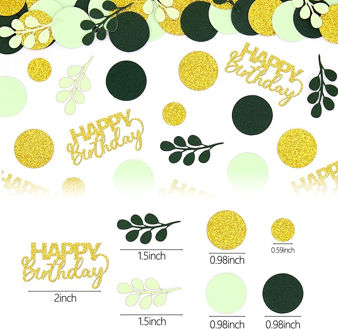 300PC Greenery Happy Birthday Confetti - Image 5