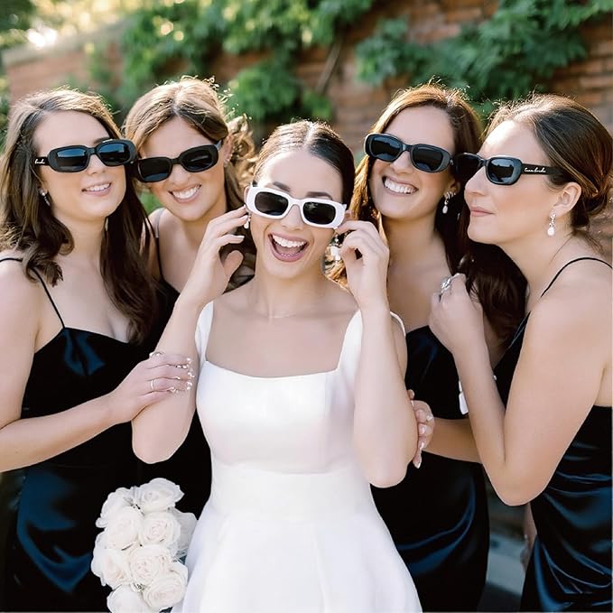 Bride's Babes Bachelorette Sunglasses, Bridesmaid Sunglasses, 10 Pack Rectangle - Image 3