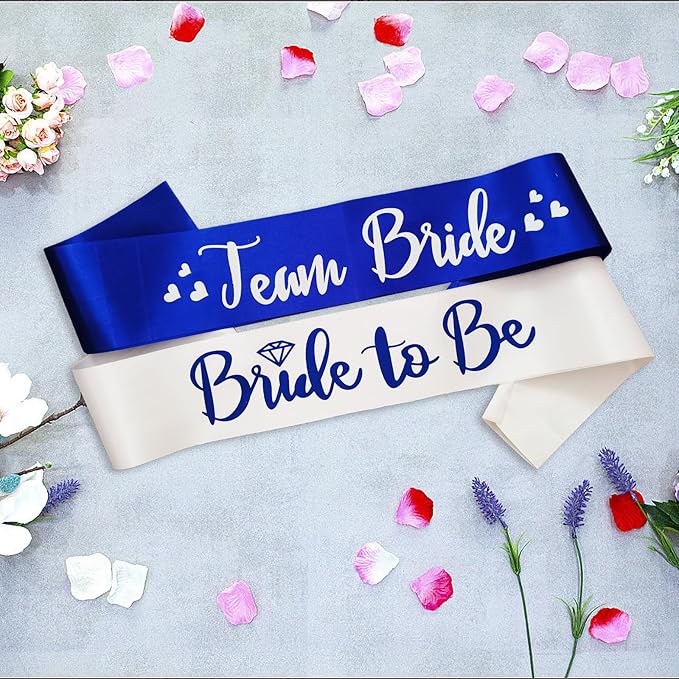 7 Pack Bachelorette Sashes Royal Blue, 1 White Bride to Be Sash and 6 Team - Image 4