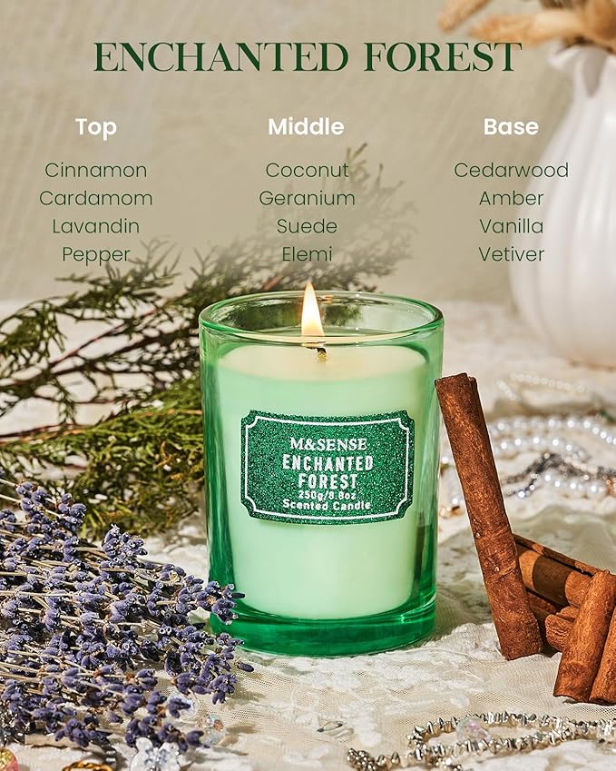 M&SENSE Cederwood Scented Candles, Classic Size 8.8 oz Glitter Jar Candle - Image 2