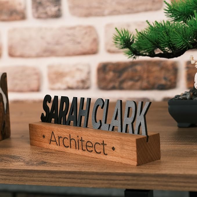 Custom Desk Name Plate with Engraved Title – Personalized Wooden Office Name - Image 3