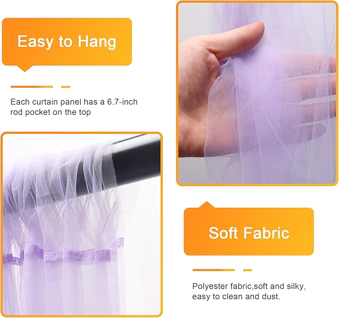Fomcet Lavender Tulle Backdrop Curtains - Image 3