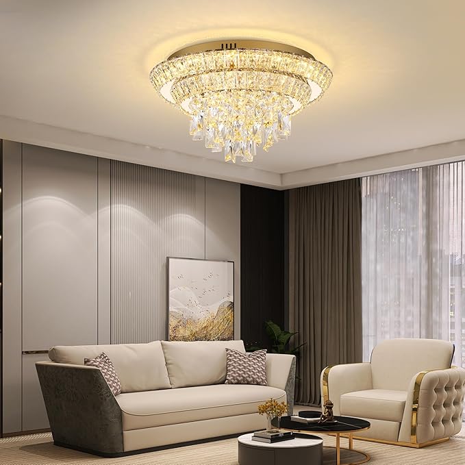 18 inch Crystal Gold Ceiling-Light Flush Mount - Image 8