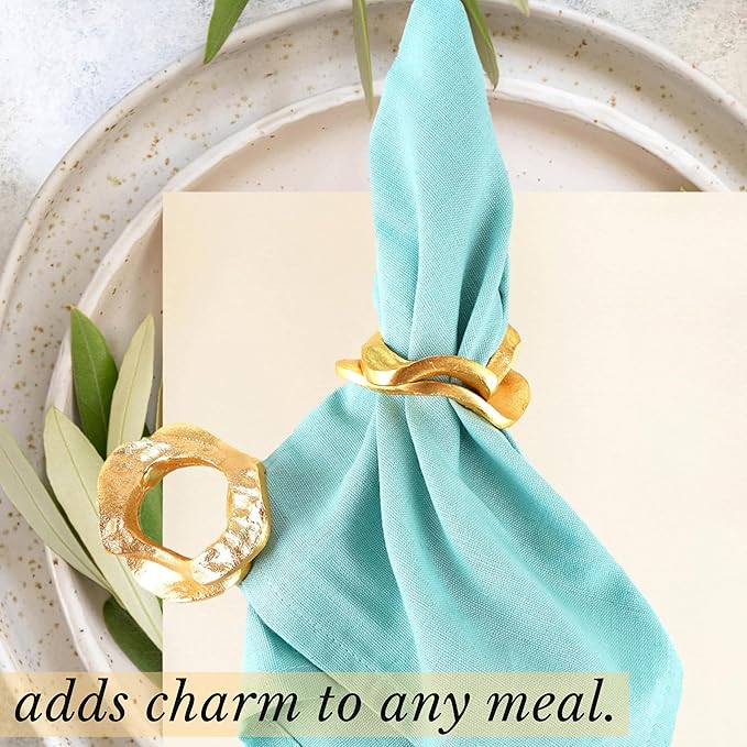 Golden Napkin Rings Set of 8 - Image 3