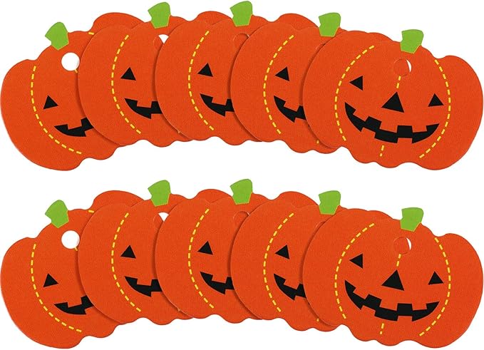 100 Pieces Halloween Pumpkin Gift Tags Paper Hanging Pumpkin Tags Pendants by Boao