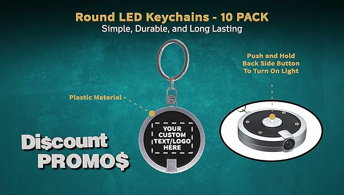 DISCOUNT PROMOS 10 Round LED Keychains - Image 3