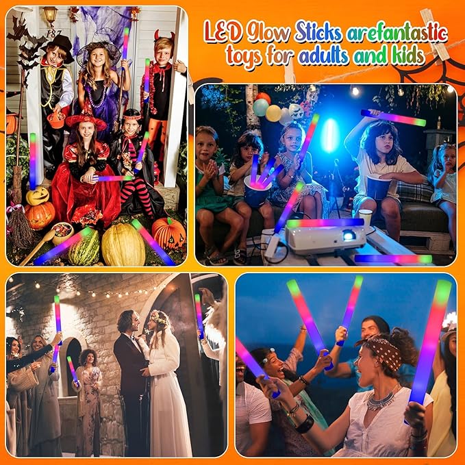 LifBetter 112 pcs Glow Foam Sticks, LED Glow Sticks 3 Modes Colorful Flashing - Image 8