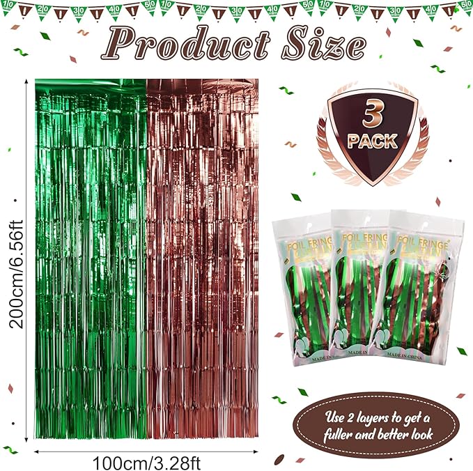 3 Pack 3.3x6.6Ft Superbowl Football Foil Fringe Curtain Backdrop Decorations - Image 3