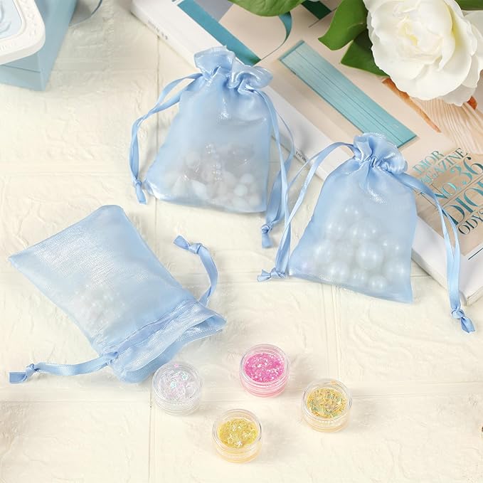 QIANF 20 Pcs Blue Small Organza Bags 3X4 inch - Image 7