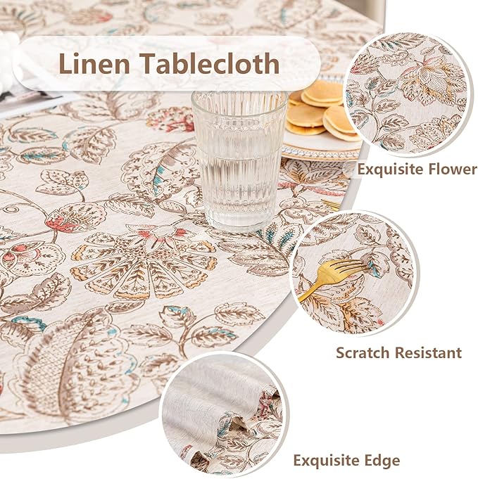MYSKY HOME 60x120 Rectangle Tablecloth Linen Farmhouse Tablecloth Waterproof - Image 3