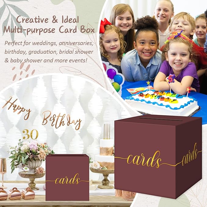 QIKSION Maroon Graduation Card Box, Wedding Reception, Baby Shower - Image 6