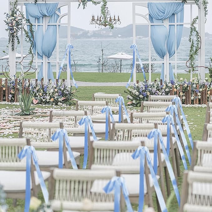 24 Pcs Large Wedding Blue Ribbon Bows - Image 4