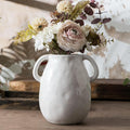 White Ceramic Vase with 2 Handles by Sowlvenco