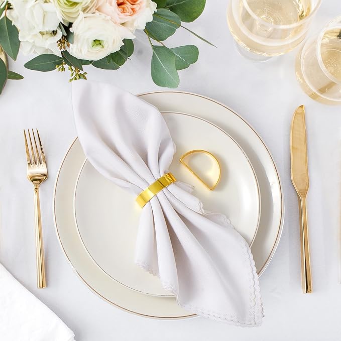 Gold Napkin Rings Set of 12, Iron Material Bright Gold Napkin Holder, Fall - Image 3