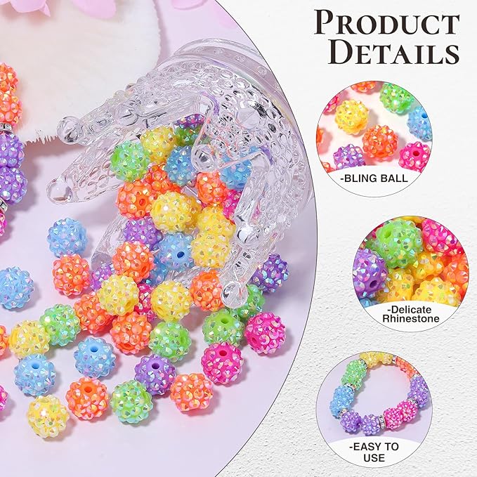 novani 240pcs 10mm Round Rhinestone Beads - Image 4