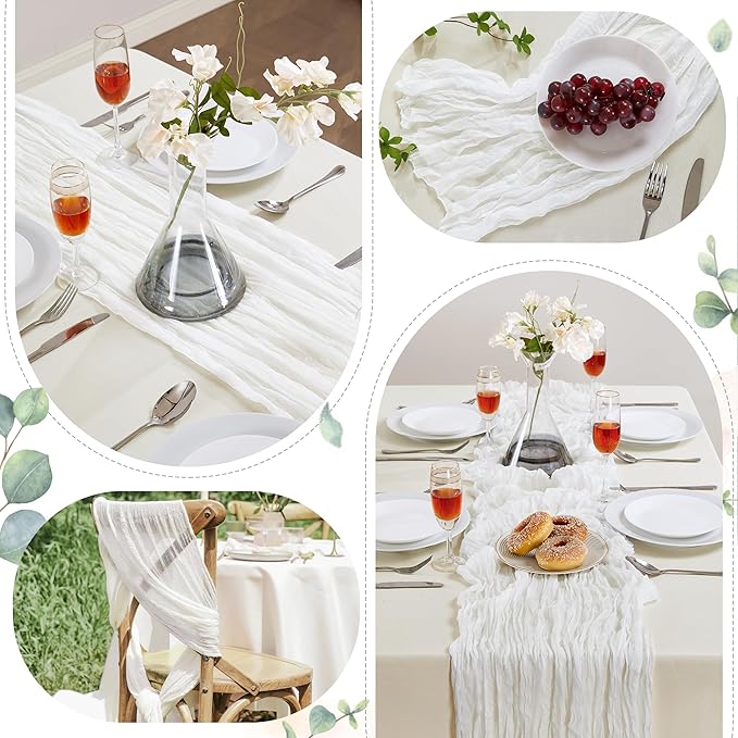 6 Pack White Cheesecloth Table Runner 10FT Long Boho Gauze Table Runner Rustic - Image 6