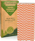 Orange Striped Paper Drinking Straws, 10.25 Inch Long, Halloween Party by chunspak