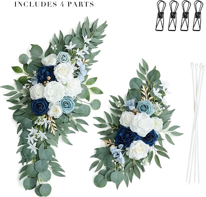 Artificial Dusty Blue Wedding Arch Flower Swags Set of 2 - Image 5