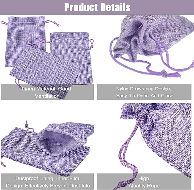 20Pcs Burlap Bags with Drawstring 2.7 x 3.5 Inch, Linen Small Party Favor Gift - Image 4