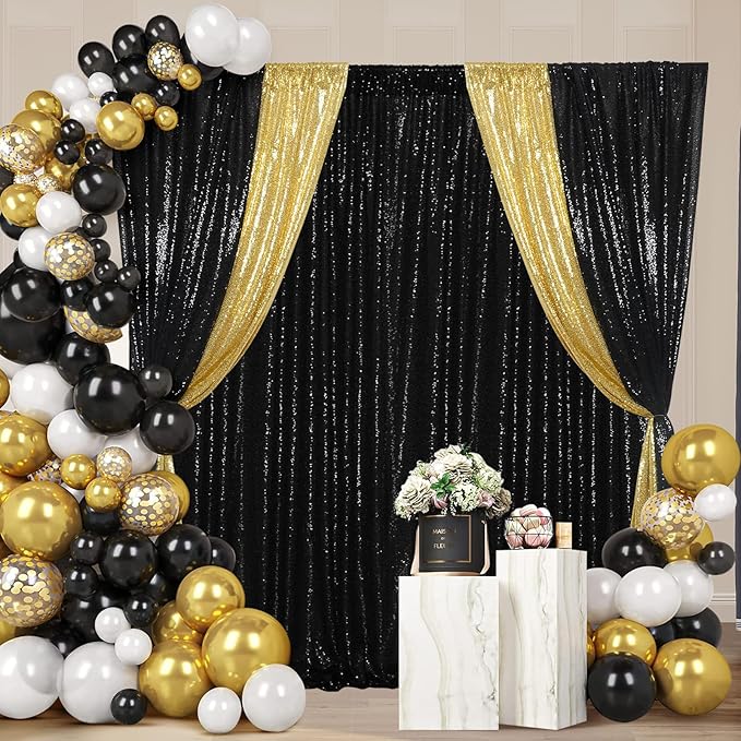Poise3EHome 4x8ft Black Sequin Backdrop, Upgrade Shimmer Backdrop - Image 5