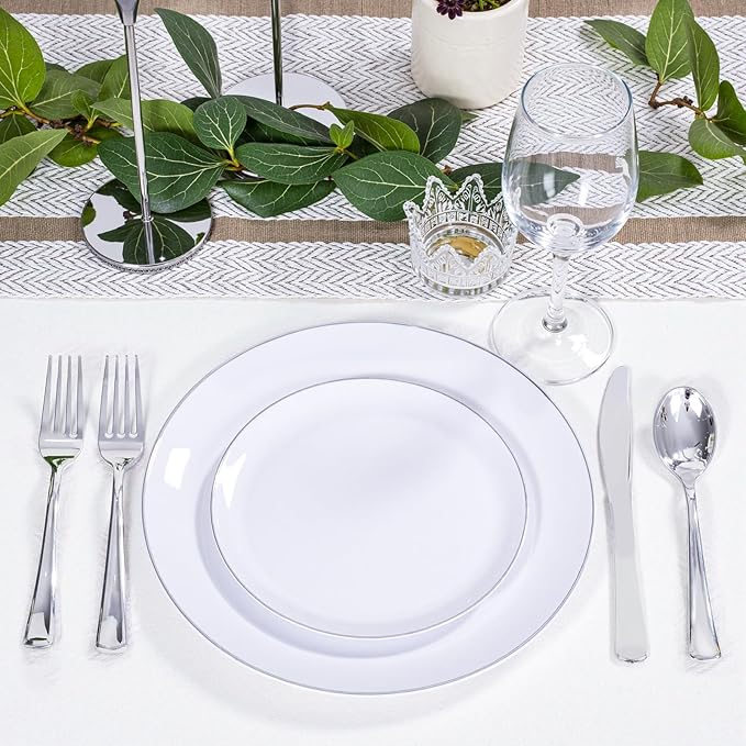KIRE 200PCS Silver Plastic Plates - Image 7
