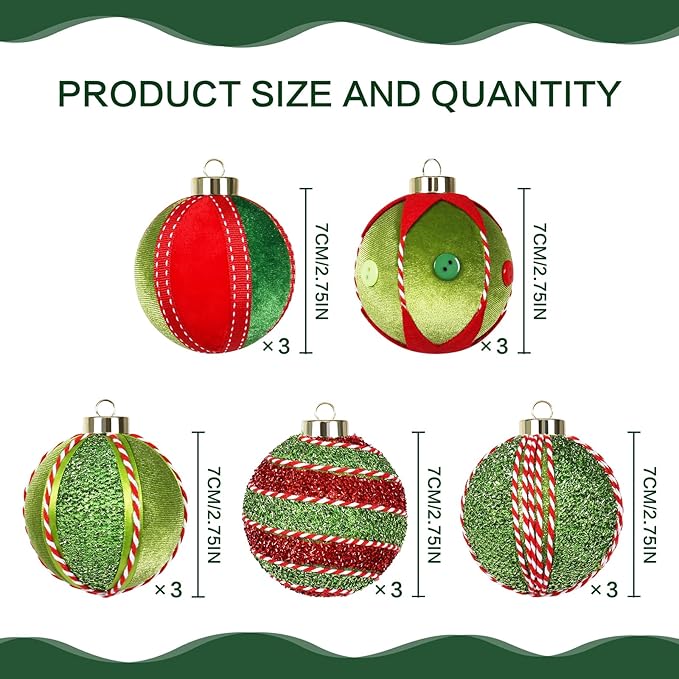 SY Super Bang Red Green Christmas Ball Ornaments, - Image 2