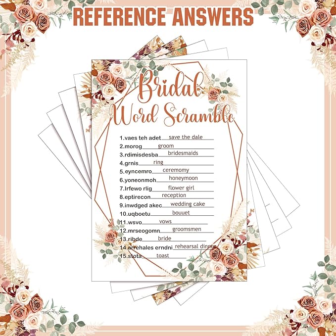 Estune 331 Pcs Bridal Shower Games Supplies, 5 Sets 250 Pcs Wedding Cards 1 Put - Image 5