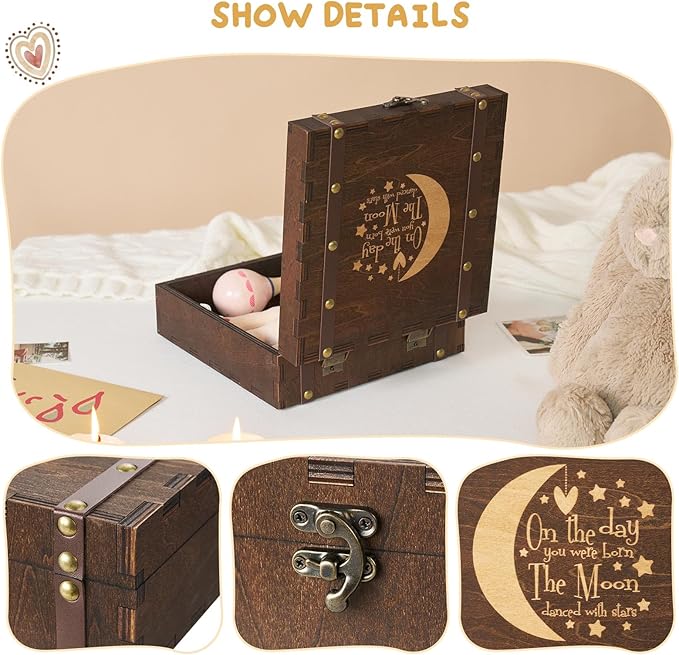 AW BRIDAL Baby Keepsake Box Engraved Wood Memory Box - Image 3