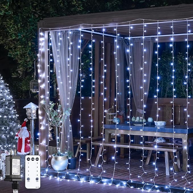 JMEXSUSS 900LED Christmas Curtain Lights Outdoor by JMEXSUSS