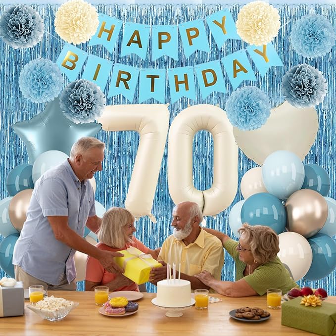 Dusty Blue 70th Birthday Party Decorations - Image 3