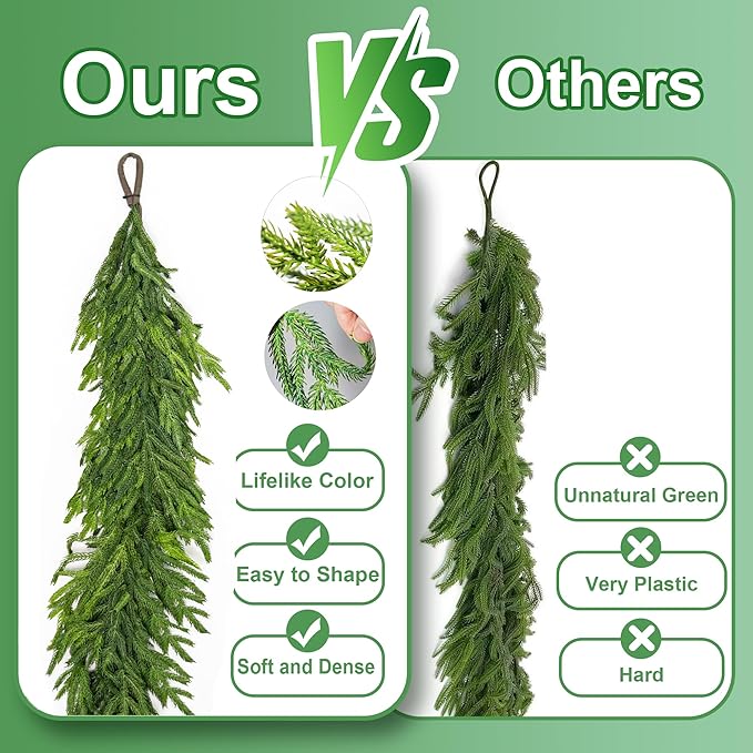 72" Extra Full Norfolk Pine Garland Realistic Christmas Garland Cedar Garland - Image 2