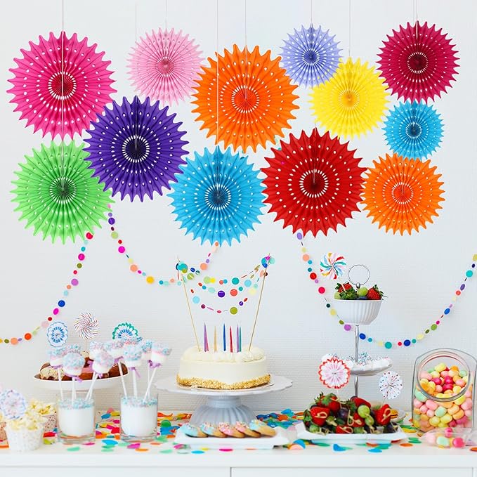 BestoFun 12PCS Paper Fans Mexican Party Decorations Tissue Paper Flowers - Image 2